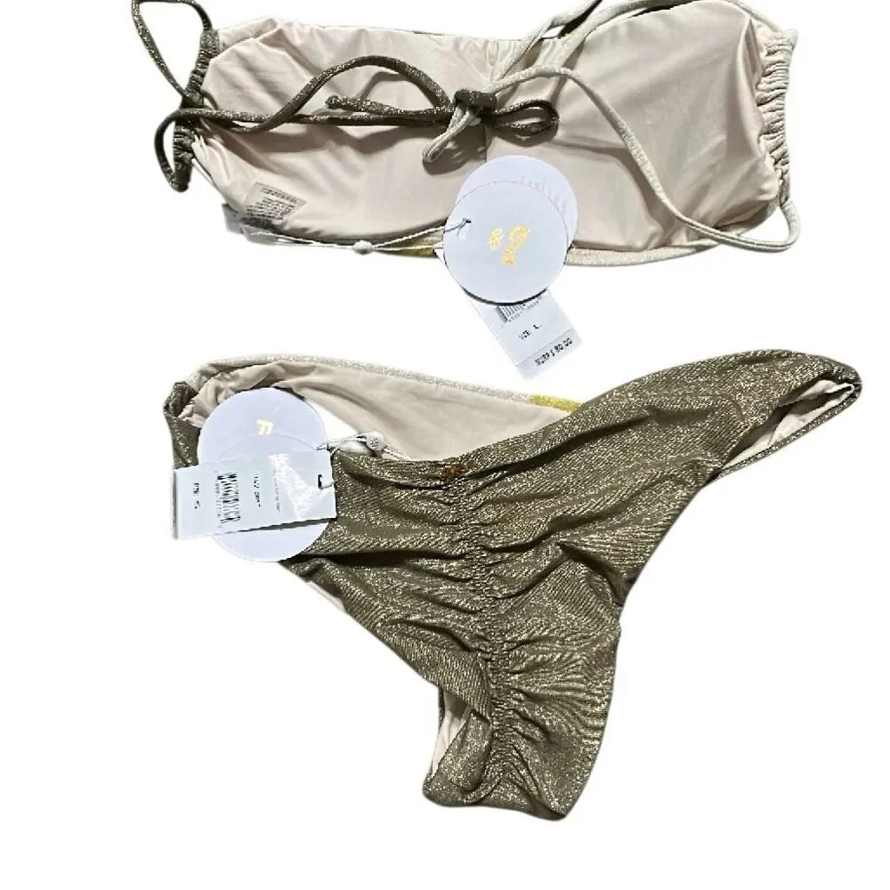 New. PQ gold metallic teeny bikini. Retails $154